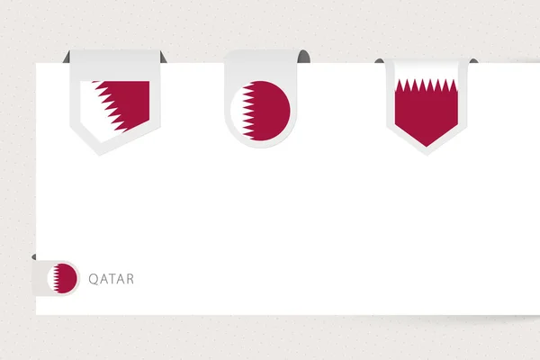 Label vlag collectie van Qatar in verschillende vorm. template voor lintvlaggen — Stockvector