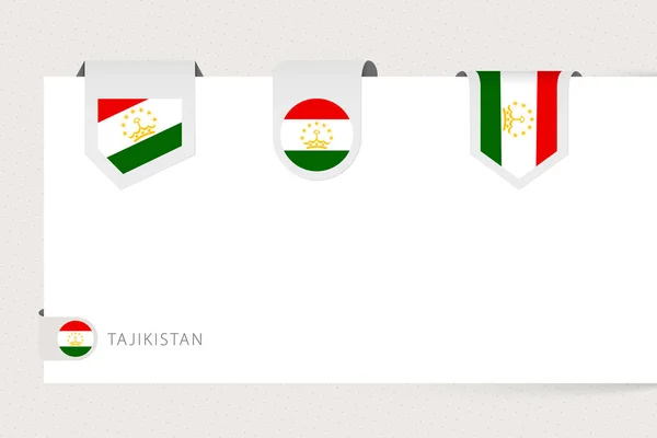 Etichetta bandiera collezione di Tagikistan in forma diversa. Modello bandiera nastro — Vettoriale Stock
