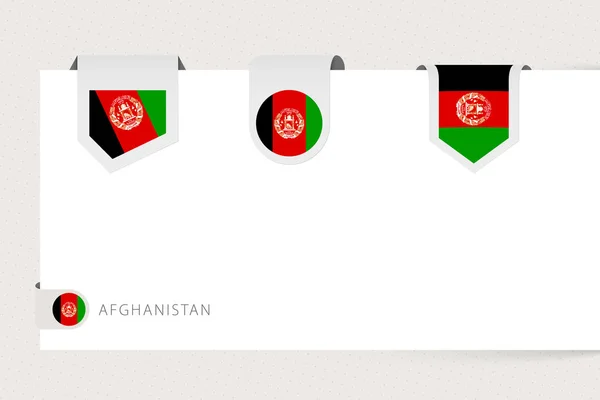 Etichetta bandiera collezione di Afghanistan in forma diversa. Modello bandiera nastro — Vettoriale Stock