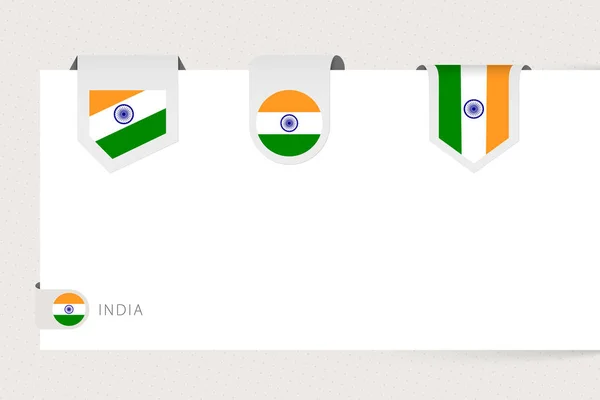 Etichetta bandiera collezione di India in forma diversa. Modello bandiera nastro — Vettoriale Stock