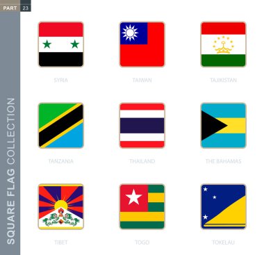 Dünyanın kare bayrakları koleksiyonu.