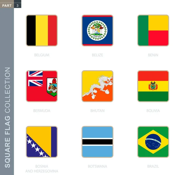 Négyzet zászlók gyűjteménye a világ. — Stock Vector