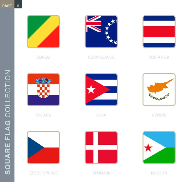 Drapeaux carrés collection du monde . — Image vectorielle