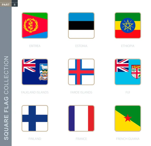 Square flags collection of the world. — Stock Vector