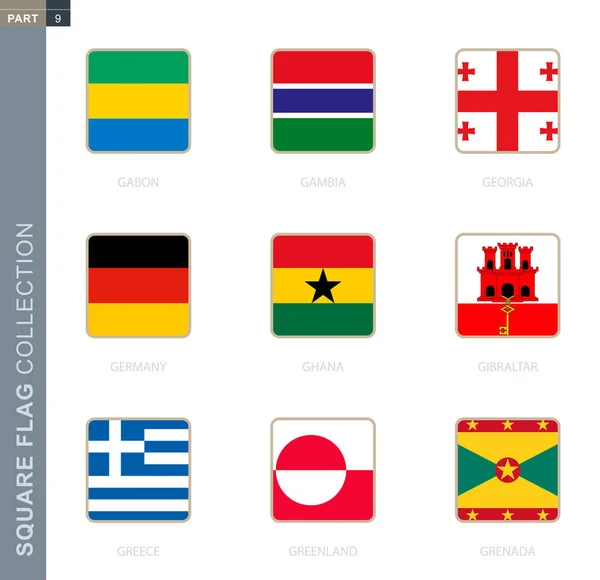 Square flags collection of the world. — 스톡 벡터