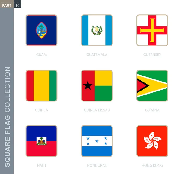 Vierkante vlaggen collectie van de wereld. — Stockvector