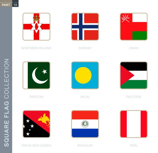 Square flags collection of the world. — Stock Vector