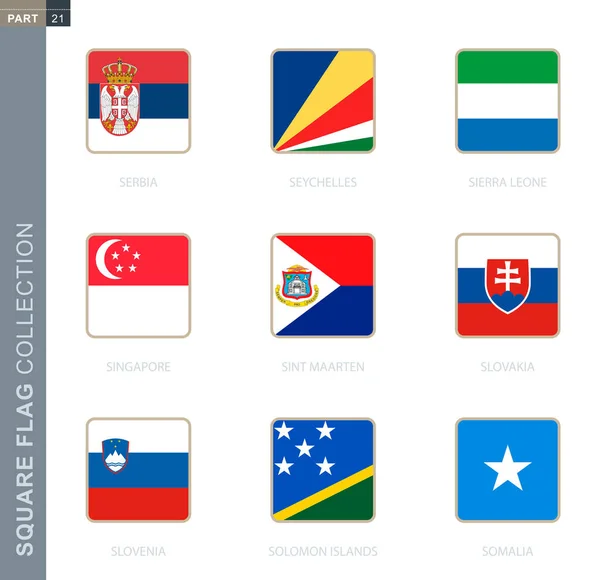 Square flags collection of the world. — Stock Vector