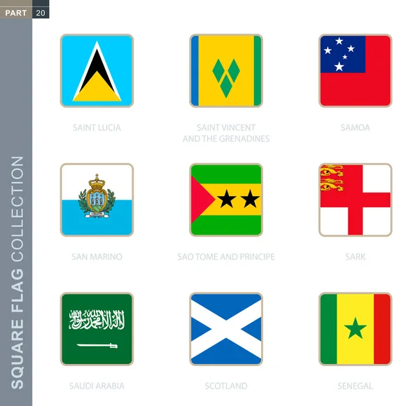 Square flags collection of the world. — Stock Vector