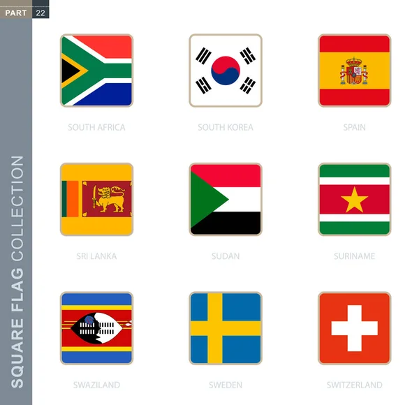 Square flags collection of the world. — Stock Vector