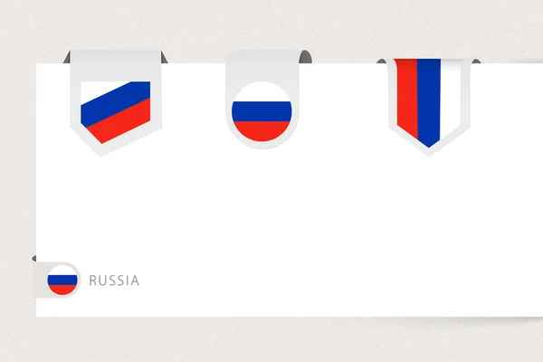 Label flag collection of Russia in different shape. — Stock Vector