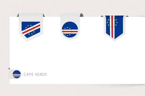 Kolekcja flag etykiet Republiki Zielonego Przylądka w różnym kształcie. — Wektor stockowy