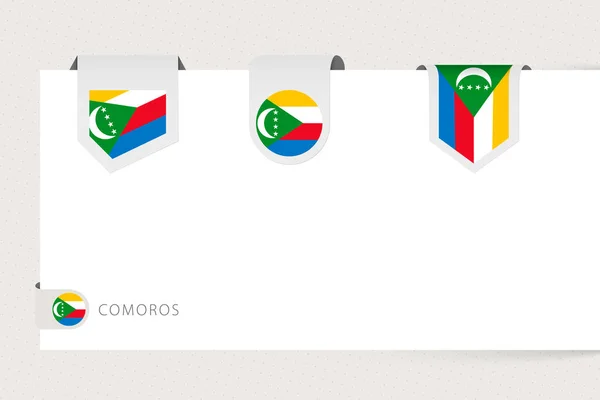 Label flag collection of Comoros in different shape. — Stock Vector