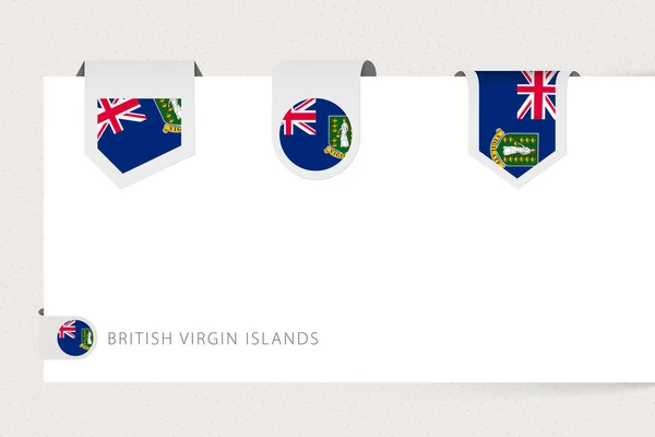 異なる形状の英国領バージン諸島のラベルフラグコレクション — ストックベクタ