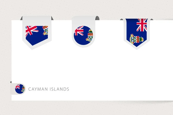 異なる形状のケイマン諸島のラベルフラグコレクション. — ストックベクタ