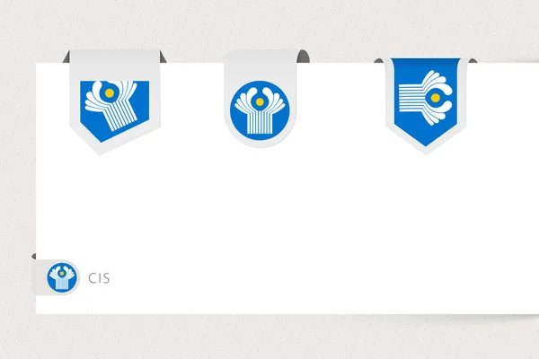 Colección de banderas de etiquetas de CIS en diferentes formas . — Vector de stock