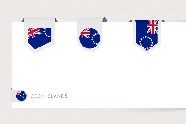 Label flag collection of Cook Islands in different shape. — Stock Vector