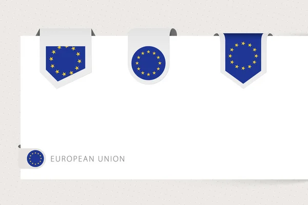 Collezione di bandiere di identificazione dell'Unione europea in diverse forme . — Vettoriale Stock