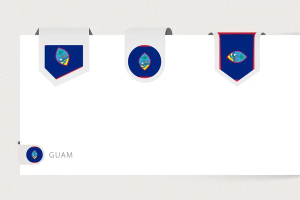 Label flag collection of Guam in different shape. — 스톡 벡터