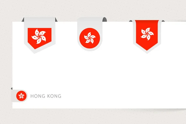 Étiquette drapeau collection de Hong Kong dans différentes formes . — Image vectorielle