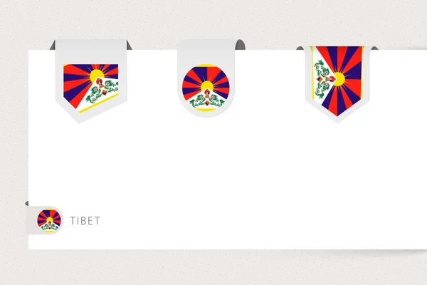 Etiqueta bandera colección de Tíbet en forma diferente . — Vector de stock