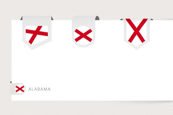 Label vlag collectie van Us staat Alabama in verschillende vorm. — Stockvector