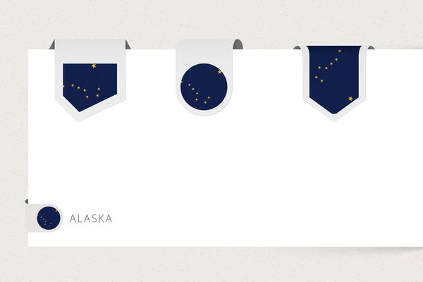 Colección de banderas de etiqueta del estado de Alaska en diferentes formas . — Vector de stock