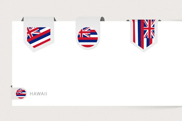 Kolekcja flag etykiety Nas stan Hawaje w różnym kształcie. — Wektor stockowy