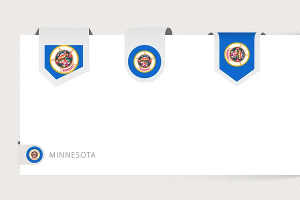 Etikett flagga samling av oss staten Minnesota i olika form. — Stock vektor