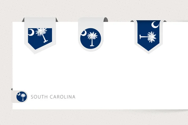 Label vlag collectie van Us staat South Carolina in verschillende vorm — Stockvector