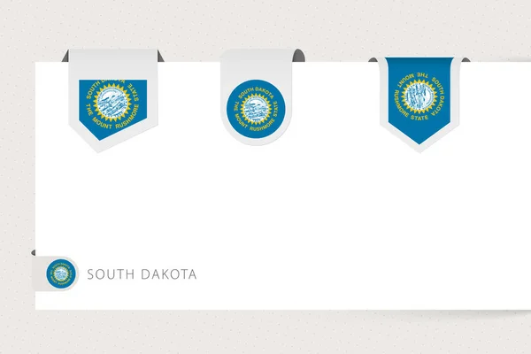 Sbírka vlajek státu Jižní Dakota v jiném tvaru — Stockový vektor