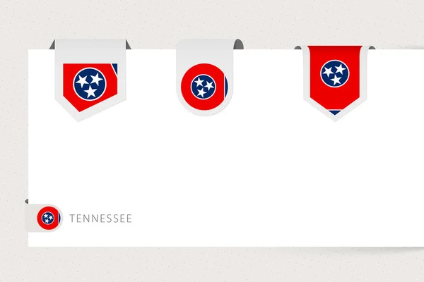Label flag collection of US state Tennessee in different shape. — 스톡 벡터