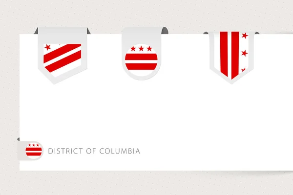 Colección de banderas de etiqueta del Distrito Estatal de Columbia de Estados Unidos en diferentes formas — Vector de stock