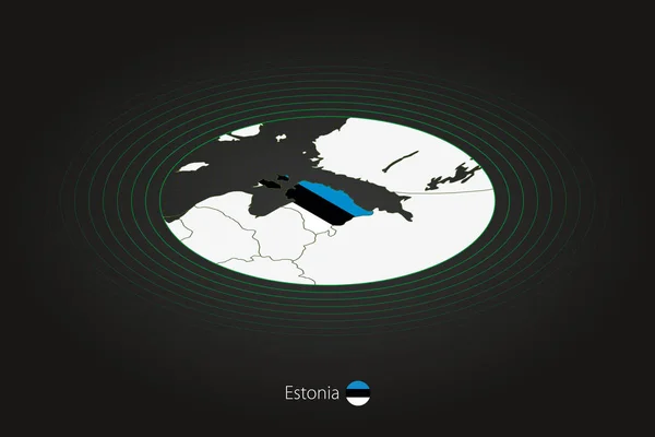 Estónia mapa em cor escura, mapa oval com os países vizinhos . —  Vetores de Stock