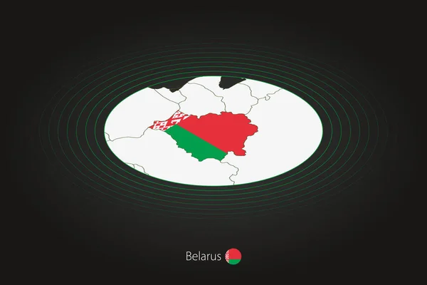 Carte de la Biélorussie en couleur sombre, carte ovale avec les pays voisins . — Image vectorielle