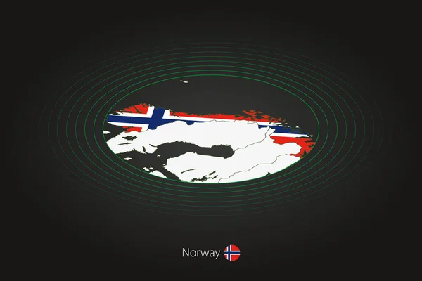 Карта Норвегии тёмного цвета, овальная карта с соседними странами . — стоковый вектор