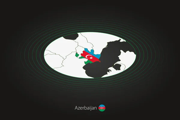 Azerbaycan haritası koyu renkli, oval harita komşu ülkelerle — Stok Vektör