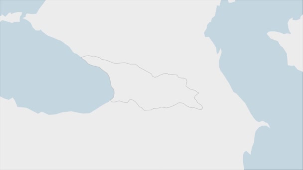 格鲁吉亚地图 用格鲁吉亚国旗和国家首都第比利斯的别针标出 与欧洲邻国地图 — 图库视频影像