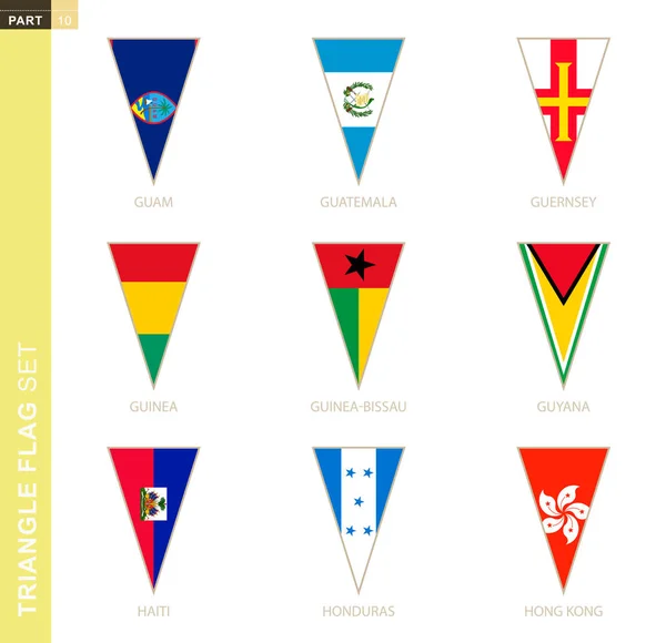 Conjunto Bandeiras Triangulares Bandeiras Estilizadas Guam Guatemala Guernsey Guiné Guiné — Vetor de Stock