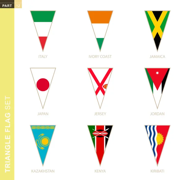 Driehoek Vlag Set Gestileerde Land Vlaggen Van Italië Ivoorkust Jamaica — Stockvector