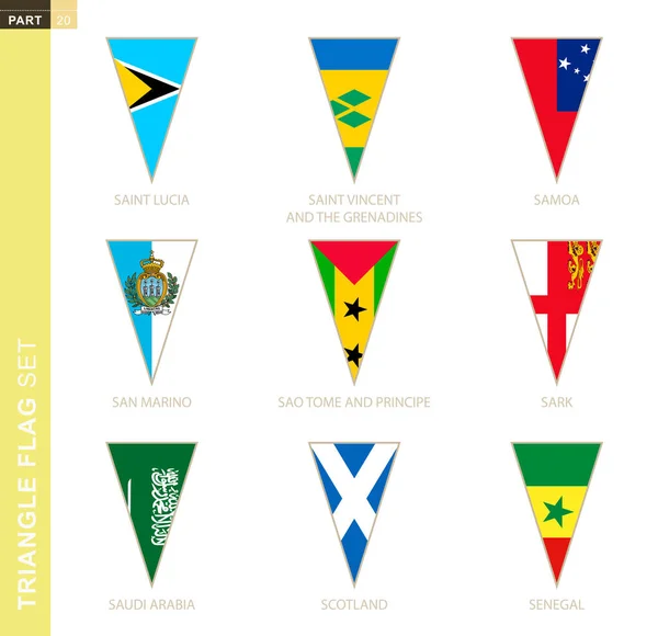 Driehoekige Vlaggenset Gestileerde Vlaggen Van Saint Lucia Saint Vincent Grenadines — Stockvector