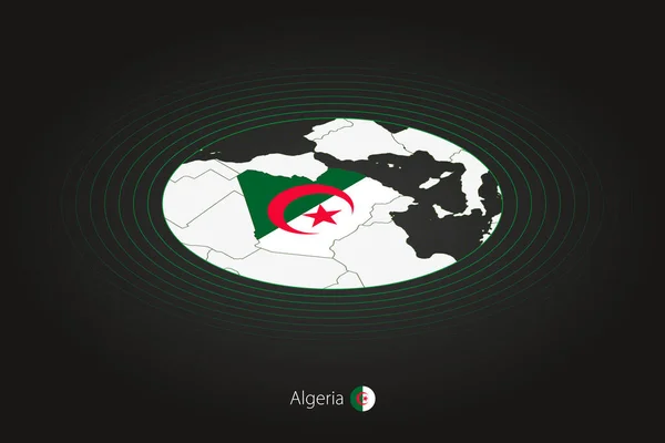 Cezayir Haritası Koyu Renkli Oval Harita Komşu Ülkelerle Cezayir Vektör — Stok Vektör