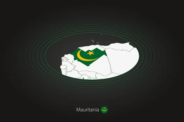 Mauretanien Karte Dunkler Farbe Ovale Karte Mit Nachbarländern Vektorkarte Und — Stockvektor
