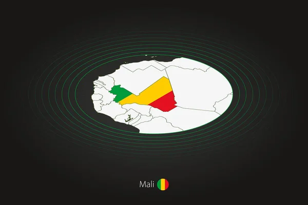 Mali Mapa Cor Escura Mapa Oval Com Países Vizinhos Mapa —  Vetores de Stock