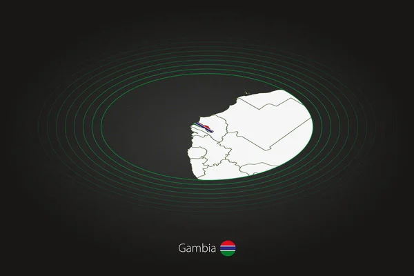 Gambia Karte Dunkler Farbe Ovale Karte Mit Nachbarländern Vektorkarte Und — Stockvektor