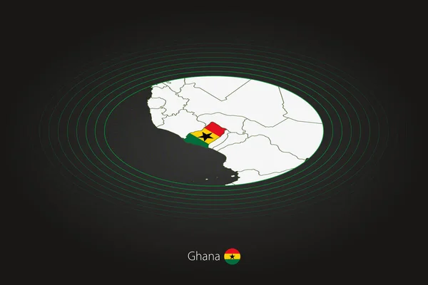 Ghána Térkép Sötét Színű Ovális Térkép Szomszédos Országokkal Ghána Vektortérképe — Stock Vector