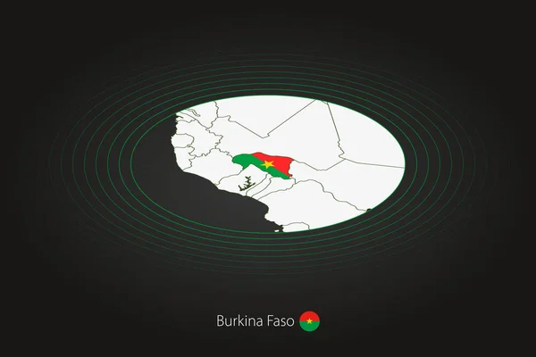 Burkina Faso Haritası Koyu Renkli Oval Harita Komşu Ülkelerle Burkina — Stok Vektör