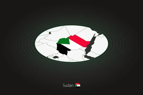 Sudan Karte Dunkler Farbe Ovale Karte Mit Nachbarländern Vektorkarte Und — Stockvektor