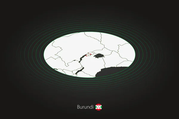 Burundi Karte Dunkler Farbe Ovale Karte Mit Den Nachbarländern Vektorkarte — Stockvektor