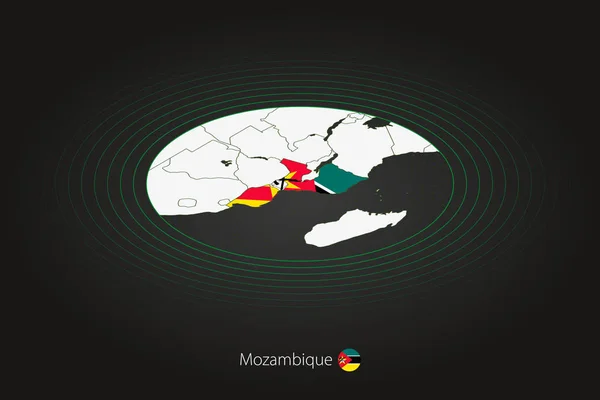 Mozambique Mapa Color Oscuro Mapa Ovalado Con Los Países Vecinos — Archivo Imágenes Vectoriales